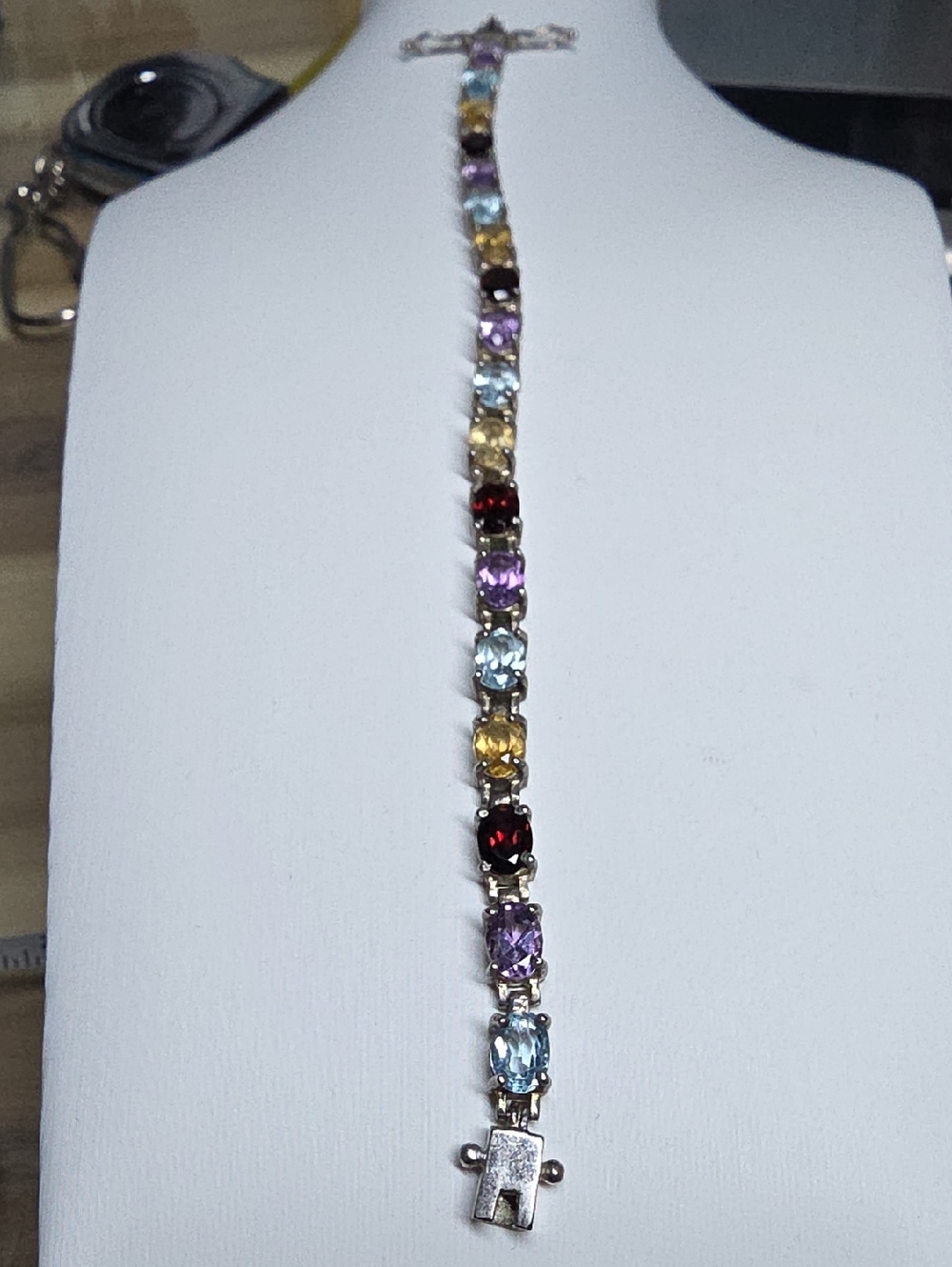 Estate Multi-Color Gemstone Tennis Bracelet - Women Jewelry